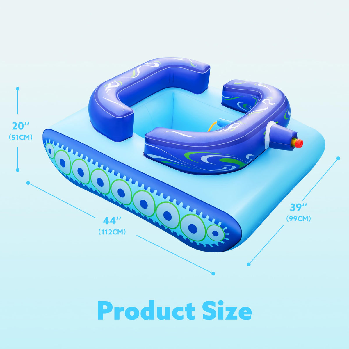 Water fight toy setup on a Sloosh pool float for splash activity