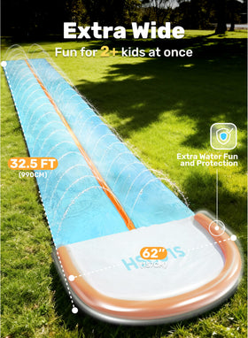 Sloosh water slide includes two inflatable boards for shared backyard play