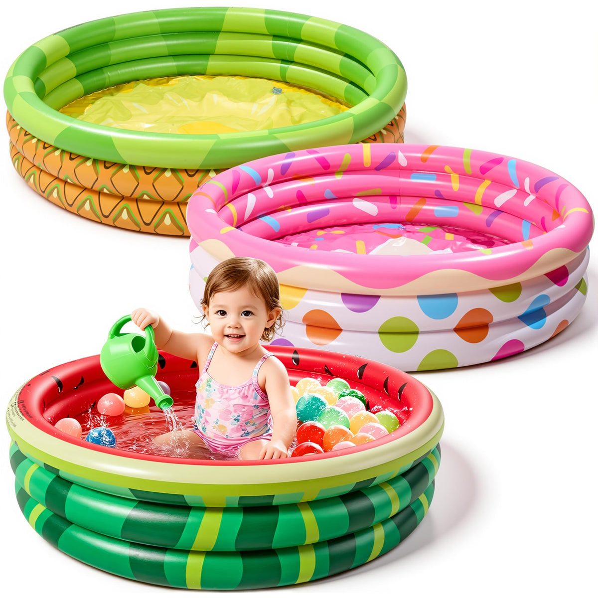 Sloosh Watermelon pool with soft-bottom for safe backyard play.