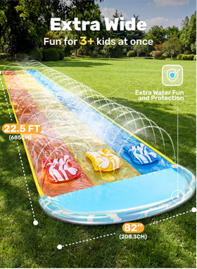 Sloosh Waves three-lane in-use scene with kids enjoying the multi-lane splash