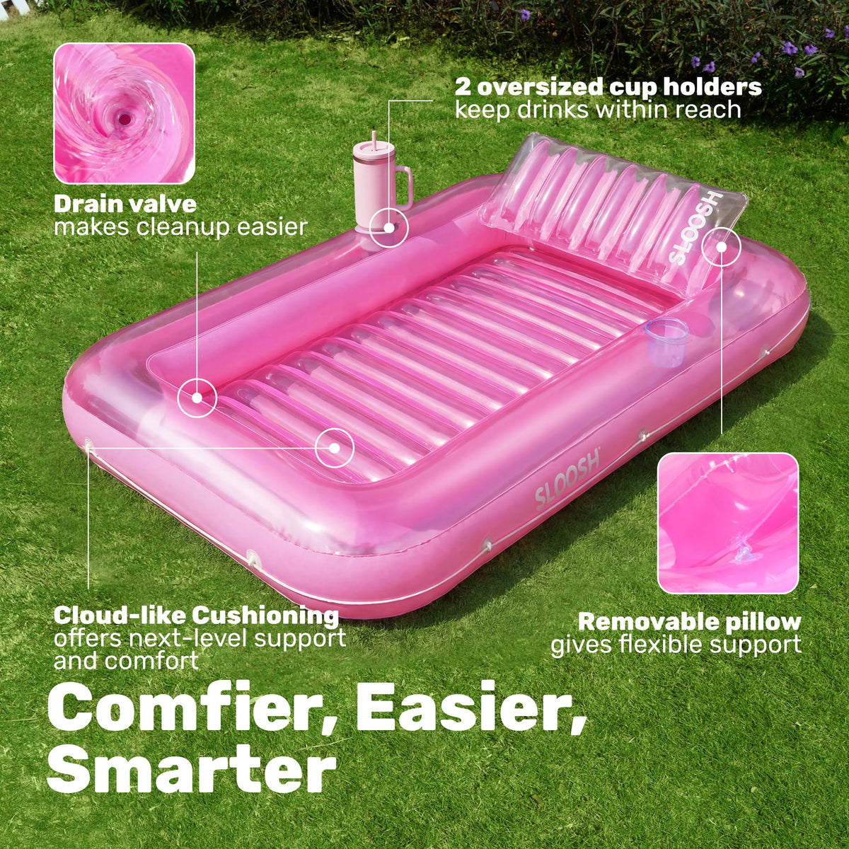 SLOOSH float features wrap-around rope for added stability