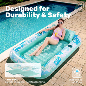 Sloosh wrap-around rope adds stability for solo lounging near water.