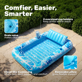 Sloosh wrap-around rope adds stability for poolside lounging.