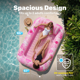 Sloosh XL inflatable pool lounger removable pillow detail offers extra comfort for lounging.