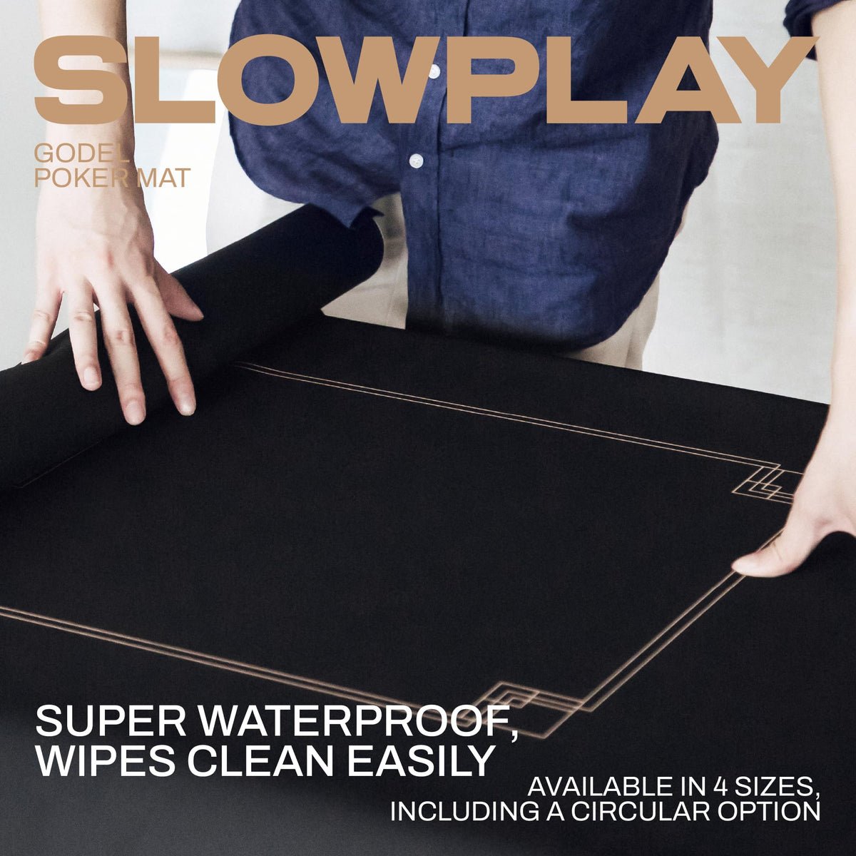 SLOWPLAY Godel Poker Mat dealing surface delivers smooth card slides.