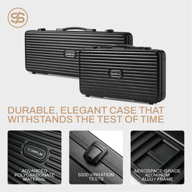 Slowplay Nash German polycarbonate shell ensures rugged travel protection.