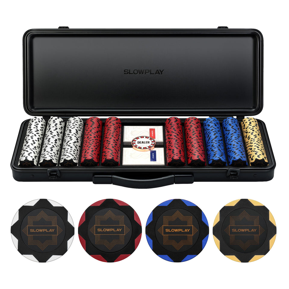 SLOWPLAY Nash 14g clay poker chips in a 500-piece set for home games.