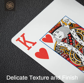 SLOWPLAY waterproof-washable cards—resist stains and stay looking new.