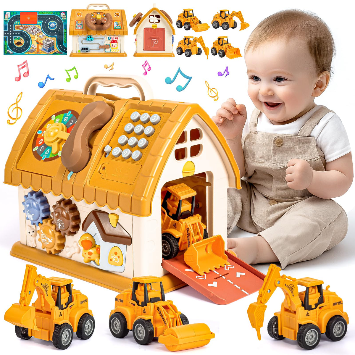 SLTBEH 10-in-1 house toy with scene map for imaginative play