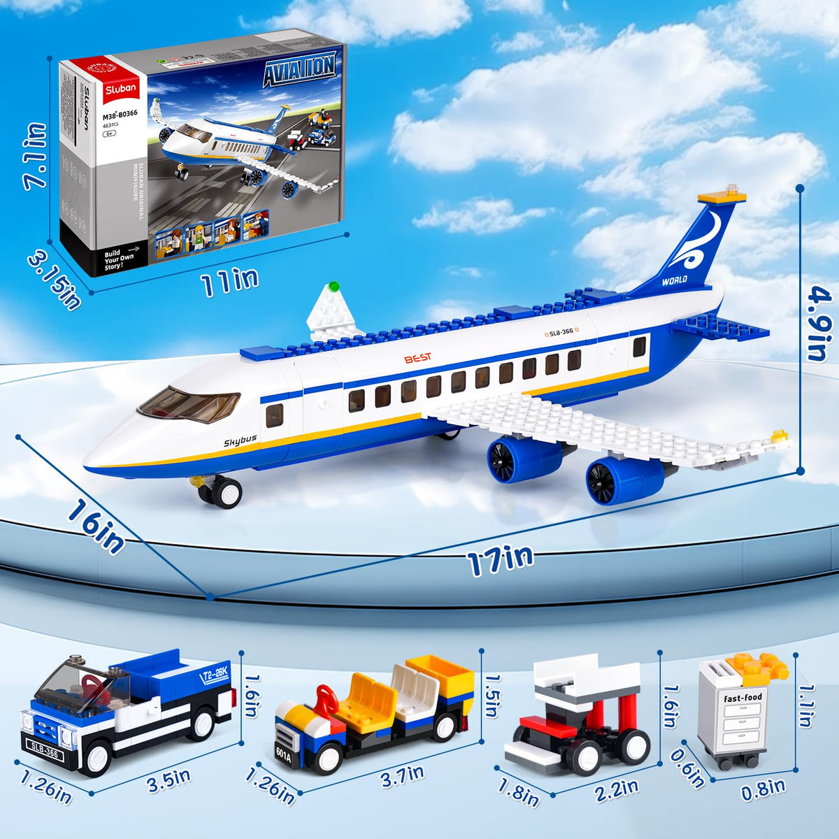 Sluban city passenger airplane cockpit interior for detailed building and role-play