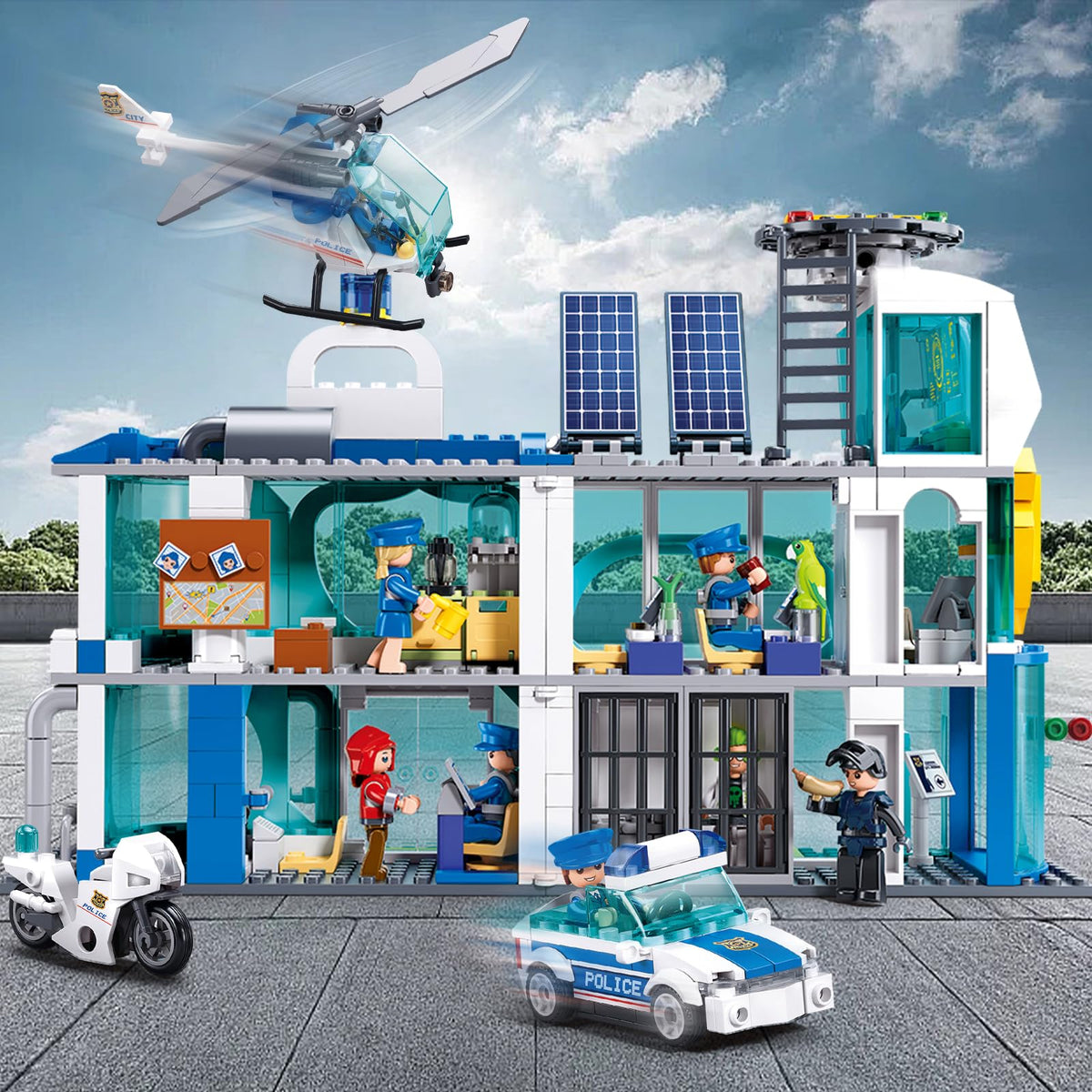 Sluban police station helicopter model ready for aerial patrols
