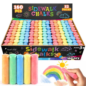 SMALL FISH 160pcs jumbo sidewalk chalk set for vibrant outdoor art on sidewalks.
