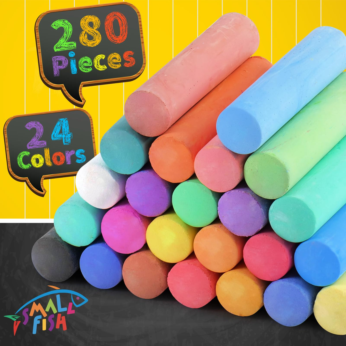 SMALL FISH 24 colors display showing vibrant hues for outdoor art sessions.