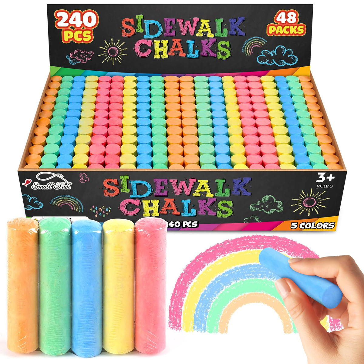 Small Fish 240pcs sidewalk chalk set packaging for outdoor art projects