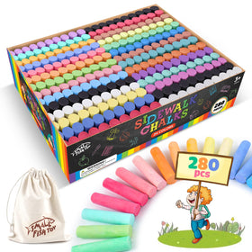SMALL FISH 280pcs sidewalk chalk set packaged for easy transport and outdoor creativity.