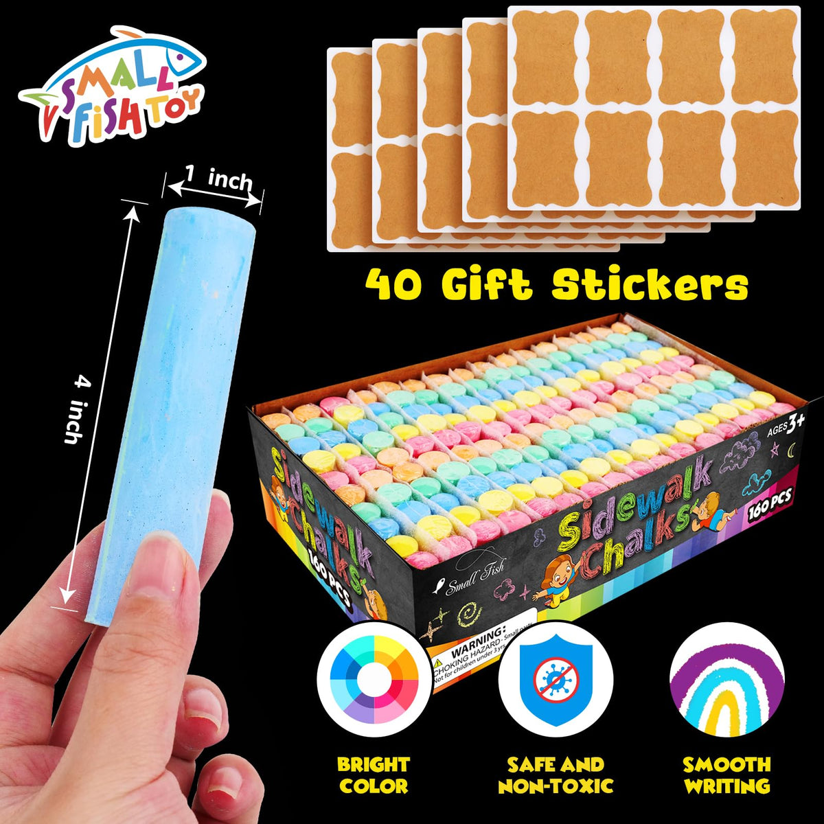 SMALL FISH 32 packs of giant chalk ideal for classroom rewards and party favors.