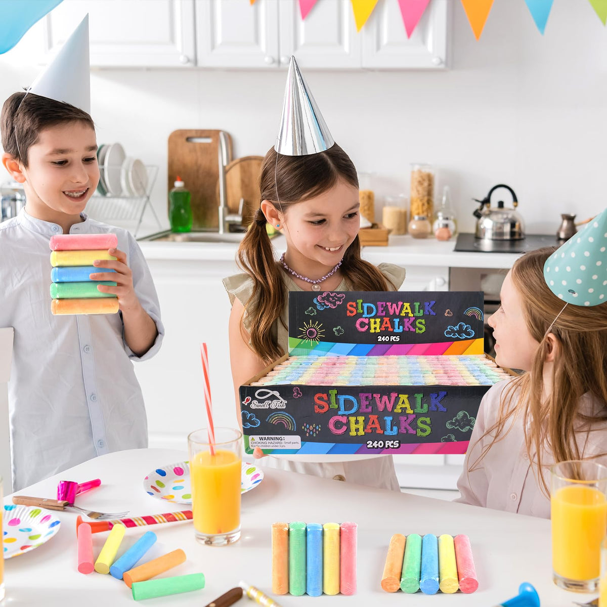 Small Fish easy cleanup washable chalk for quick wipe-off on clothing and floors