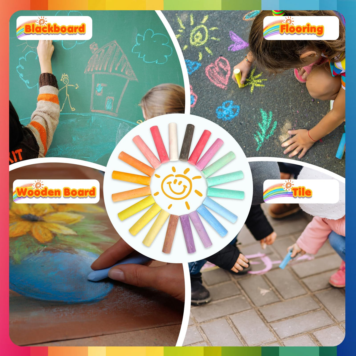 Small Fish kid-safe chalk art suitable for family art sessions