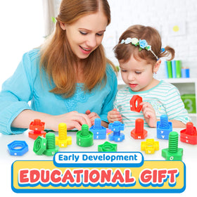Small Fish nuts and bolts color sorting set enhances fine motor and color recognition.
