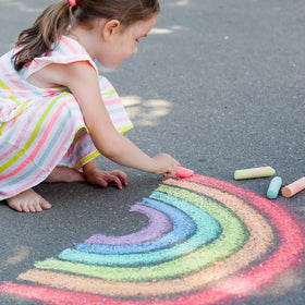 Small Fish chalk works on sidewalks boards and many outdoor surfaces