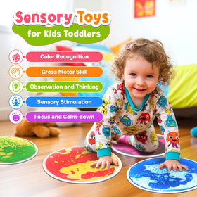 Small Fish sensory tiles invite stepping, hopping, and balancing for gross motor practice.