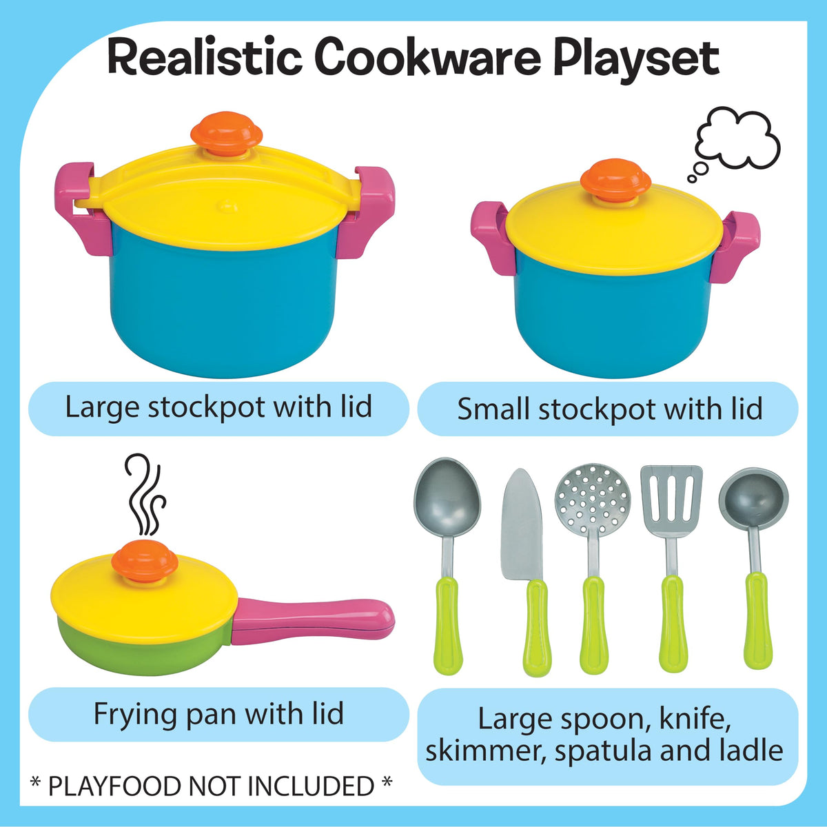 Small World Toys large spoon for easy scooping during pretend meals.