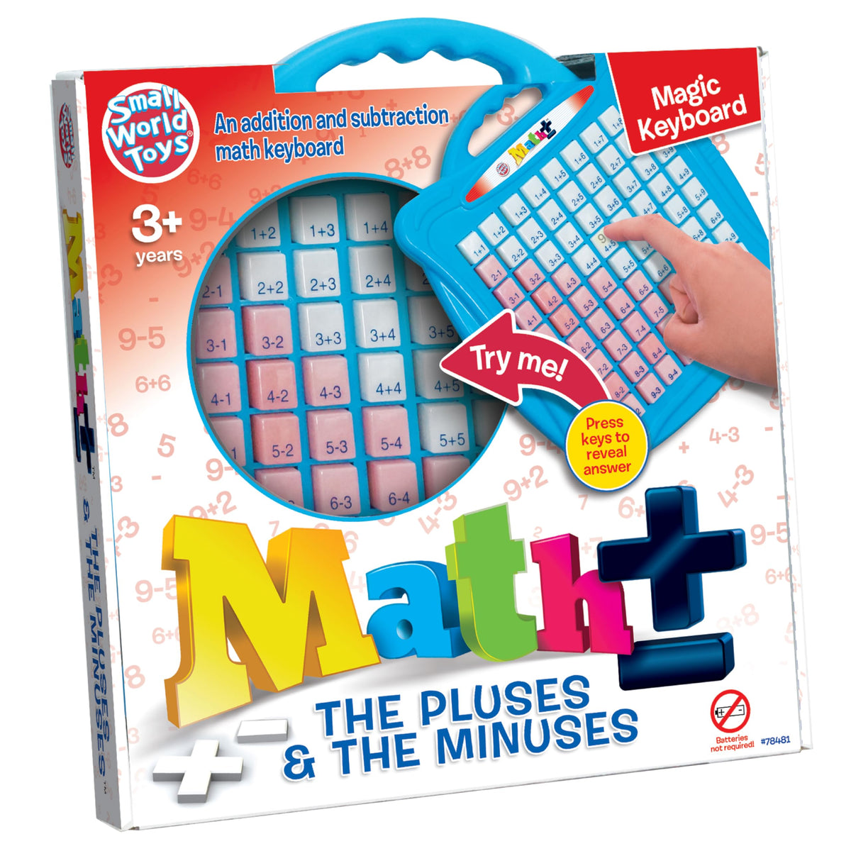Small World Toys math keyboard with push keys for engaging early numeracy practice.
