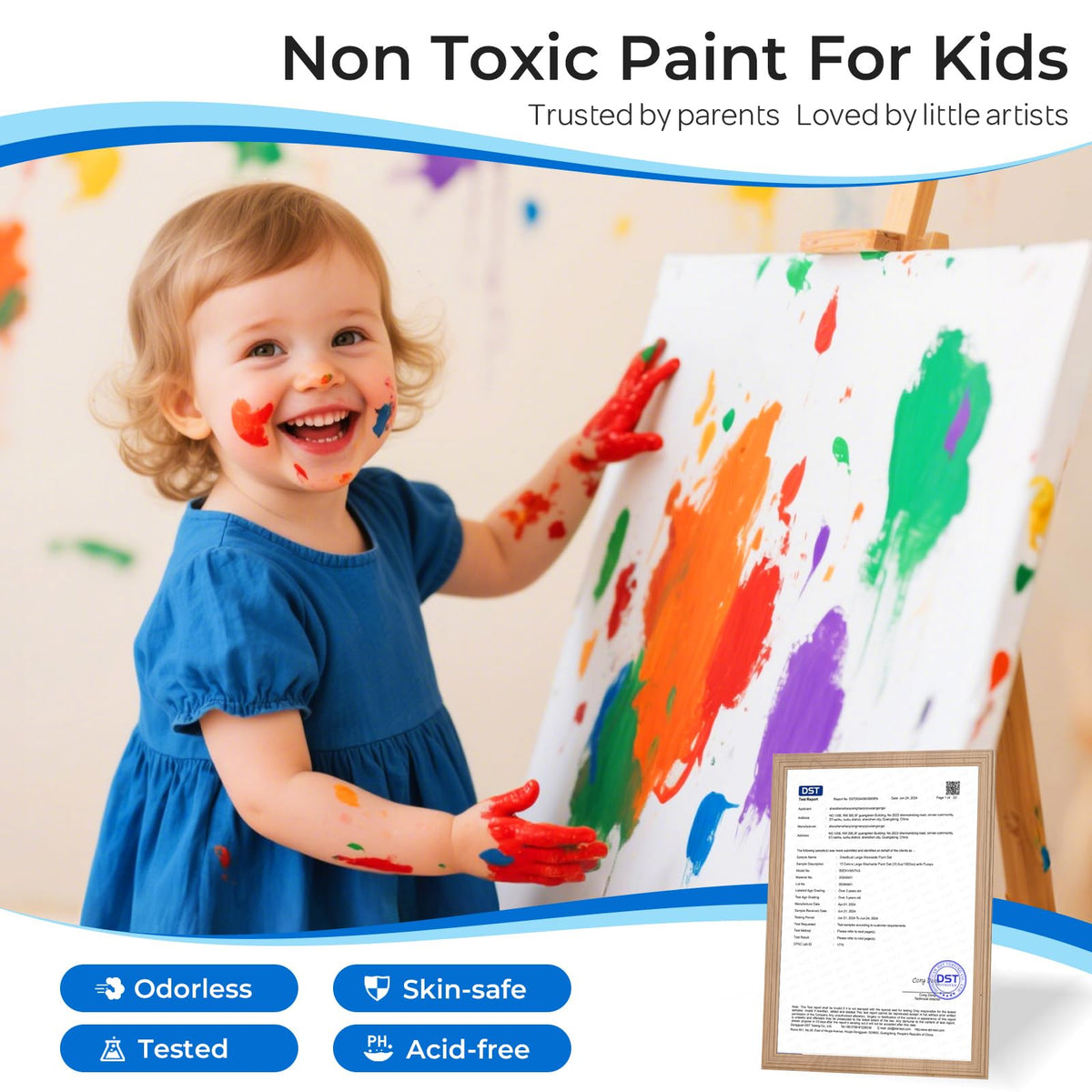 Smallbudi palette knife and sponges included for easy color mixing.