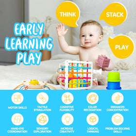 Smallzi sensory bin cube fosters reach, grasp, and exploratory play