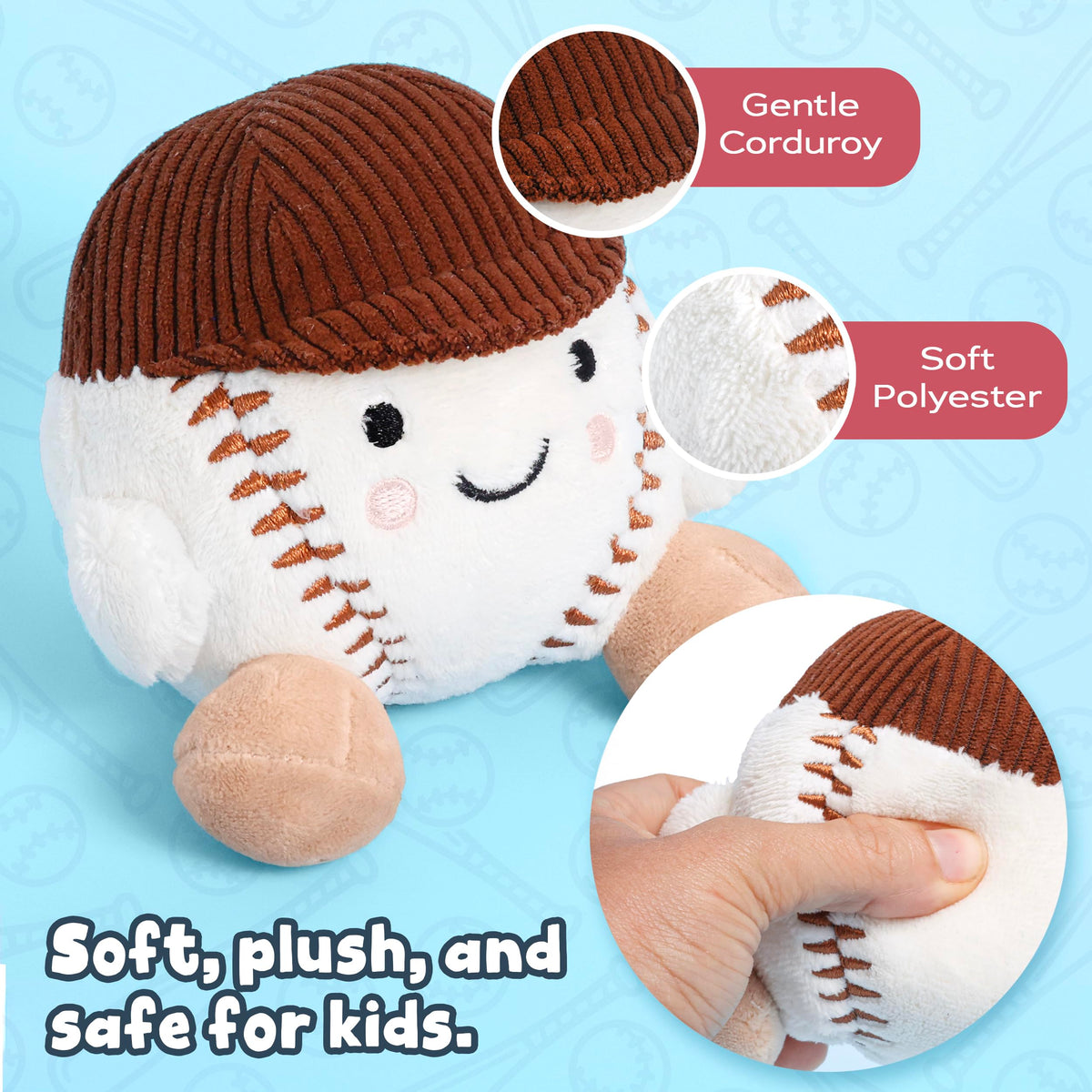 Smart and Sporty plush baseball stuffed animal—great first sports friend.