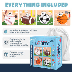 Smart and Sporty wooden baseball puzzle for toddlers to develop fine motor skills