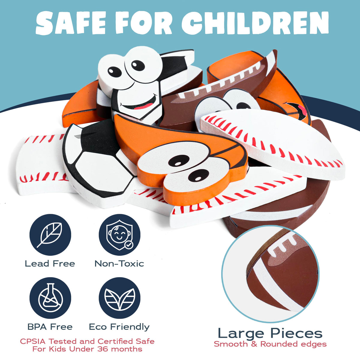 Smart and Sporty wooden basketball puzzle for toddlers supporting problem-solving