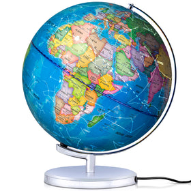 SMART WALLABY glow-ready globe provides ambient light for reading.