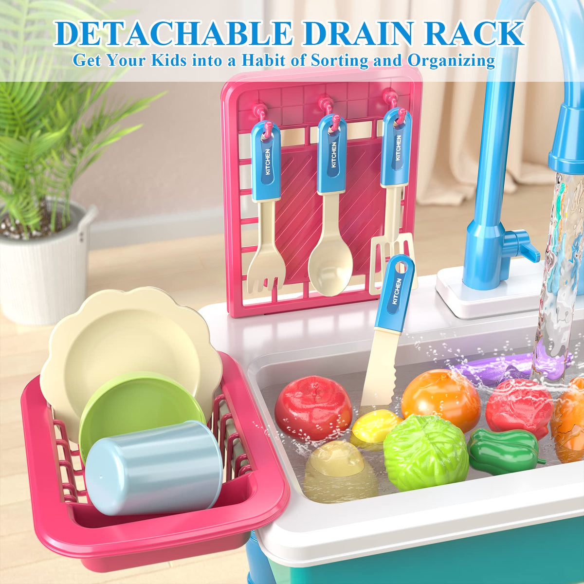 SmartChef kitchen utensils set mirrors real tools for learning organization