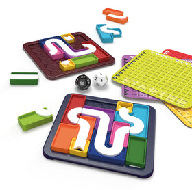 SmartGames Genius Connection puzzle configurations shown on two boards for different setups.