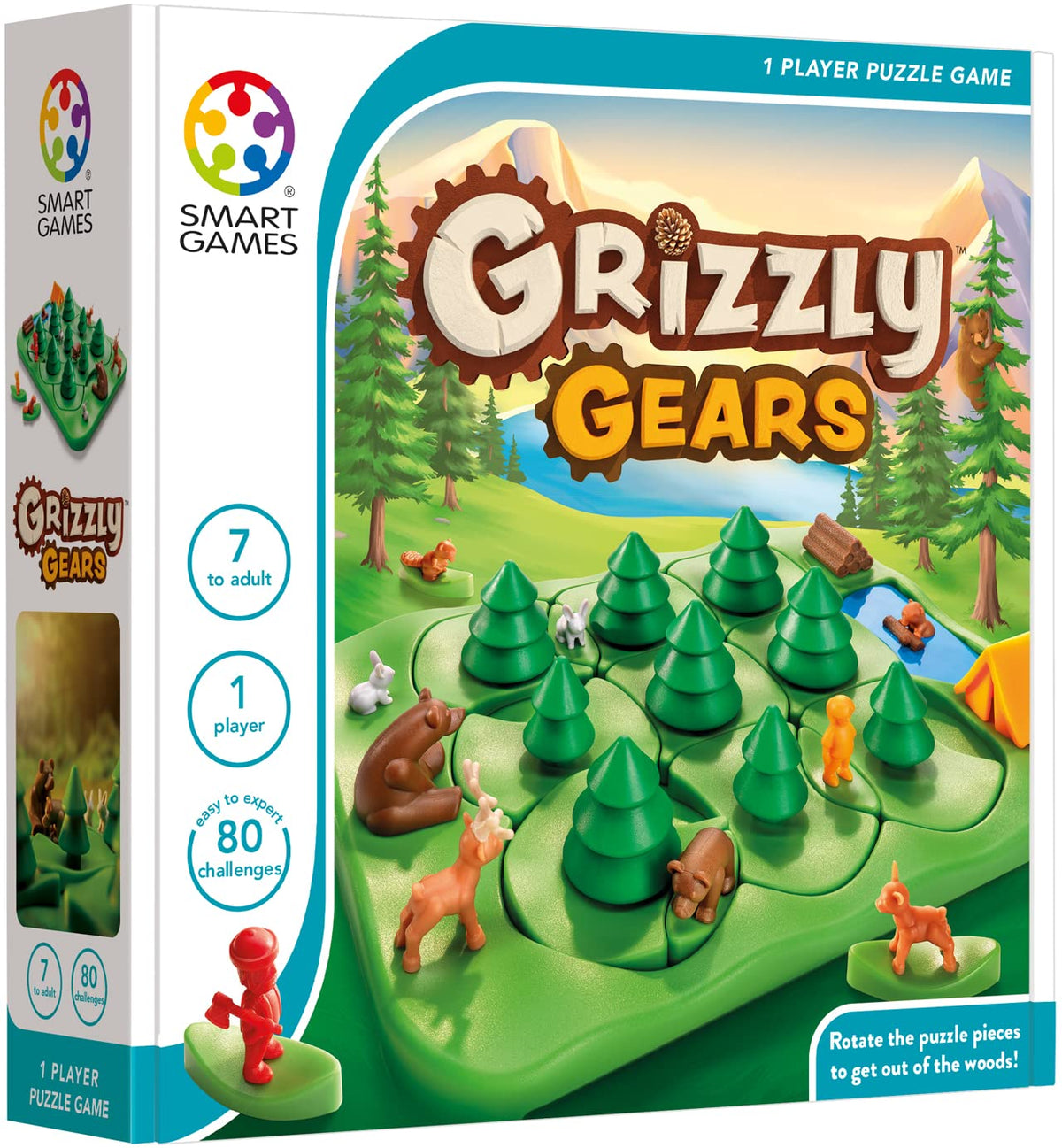 SmartGames Grizzly Gears colorful tokens add immersion and character-driven play.