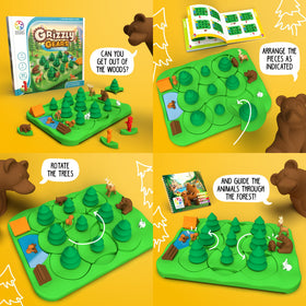 SmartGames Grizzly Gears packaging highlights contents and skills to develop.