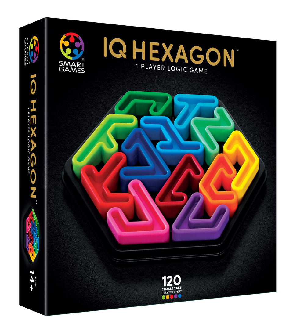 SmartGames IQ Deluxe Hexagon board, compact and ready for logic puzzles on the go.