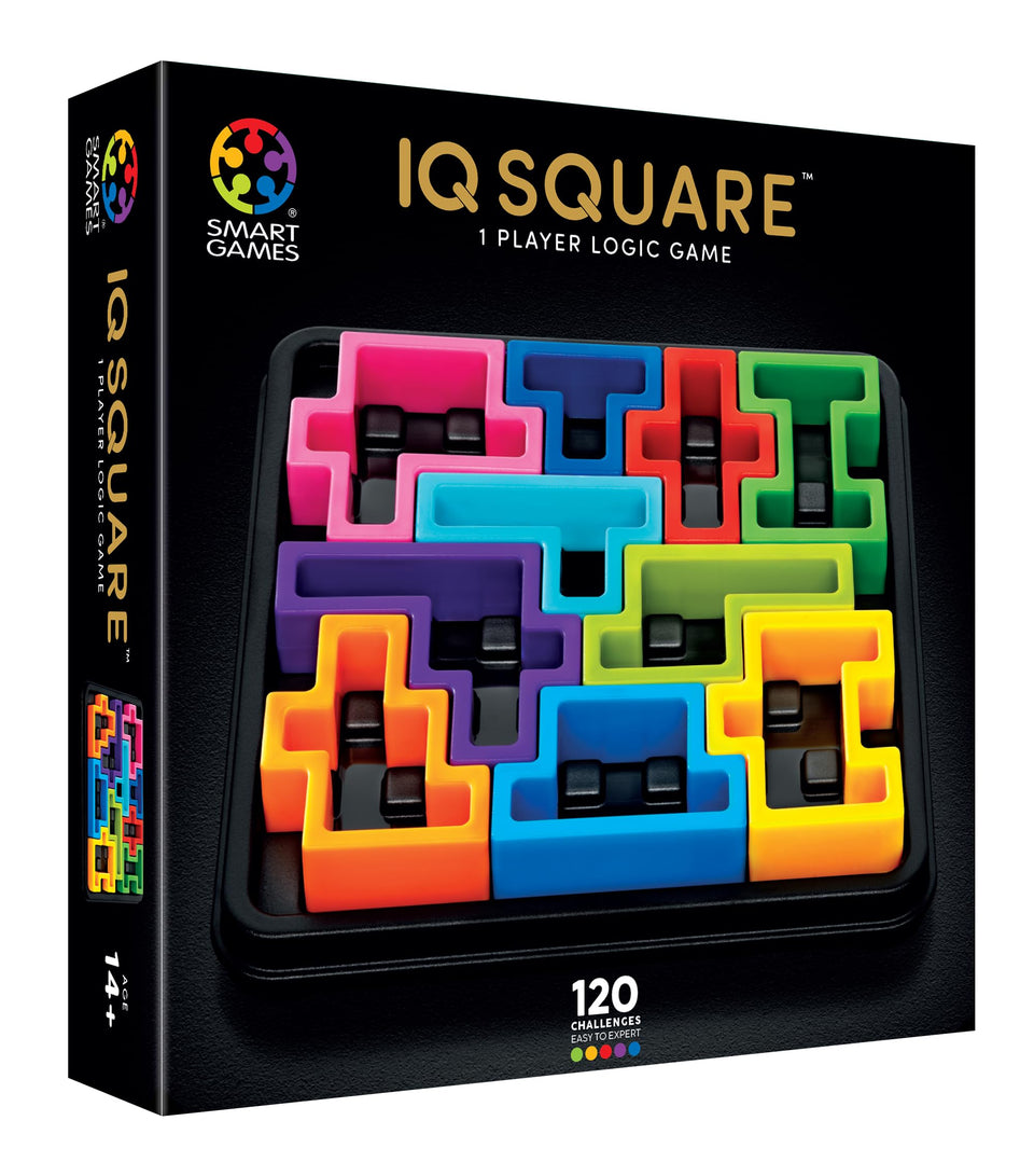 SmartGames IQ Deluxe Square Format puzzle in a stylish, portable setup for focused reasoning.