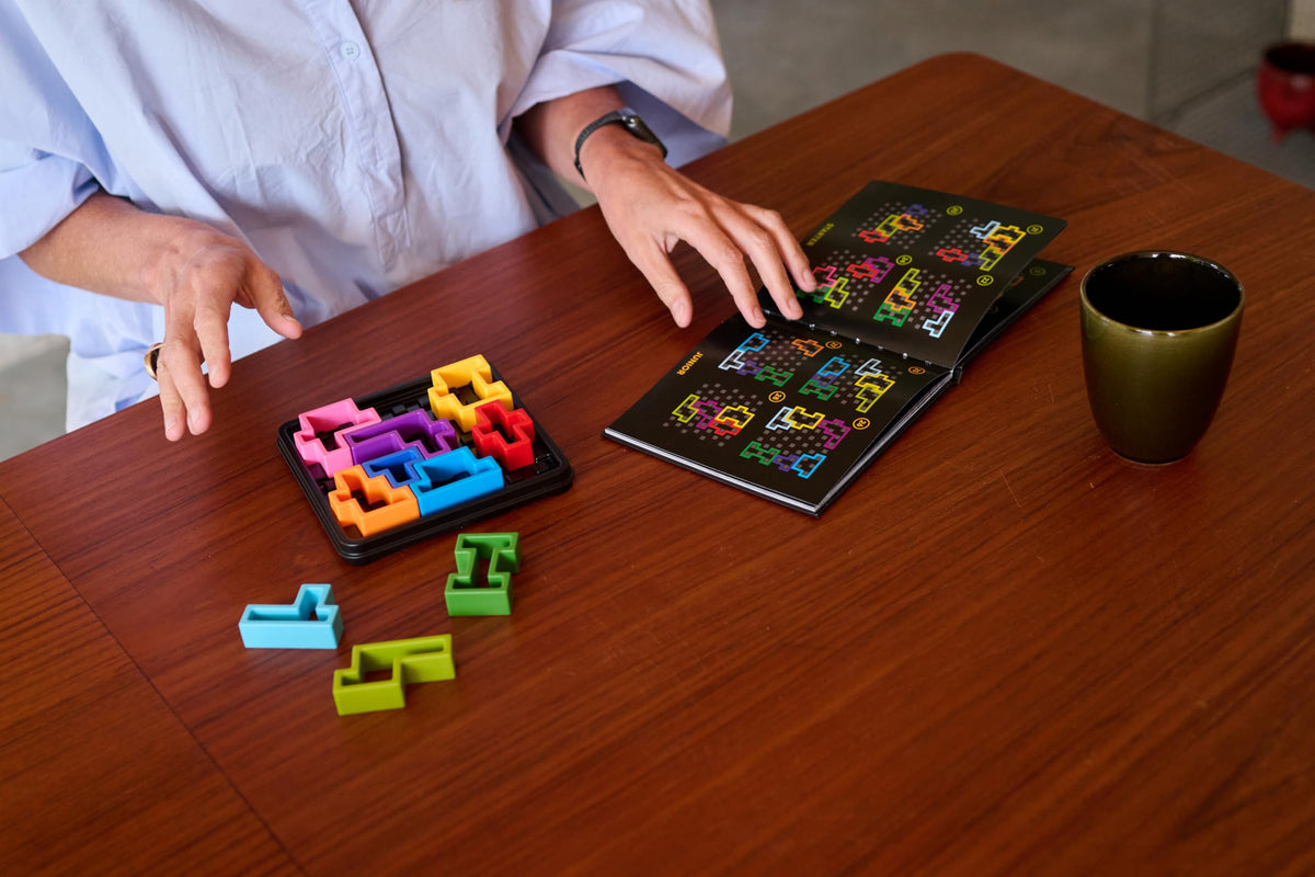 SmartGames IQ Deluxe Travel Case keeps puzzles secure during commuting or trips.