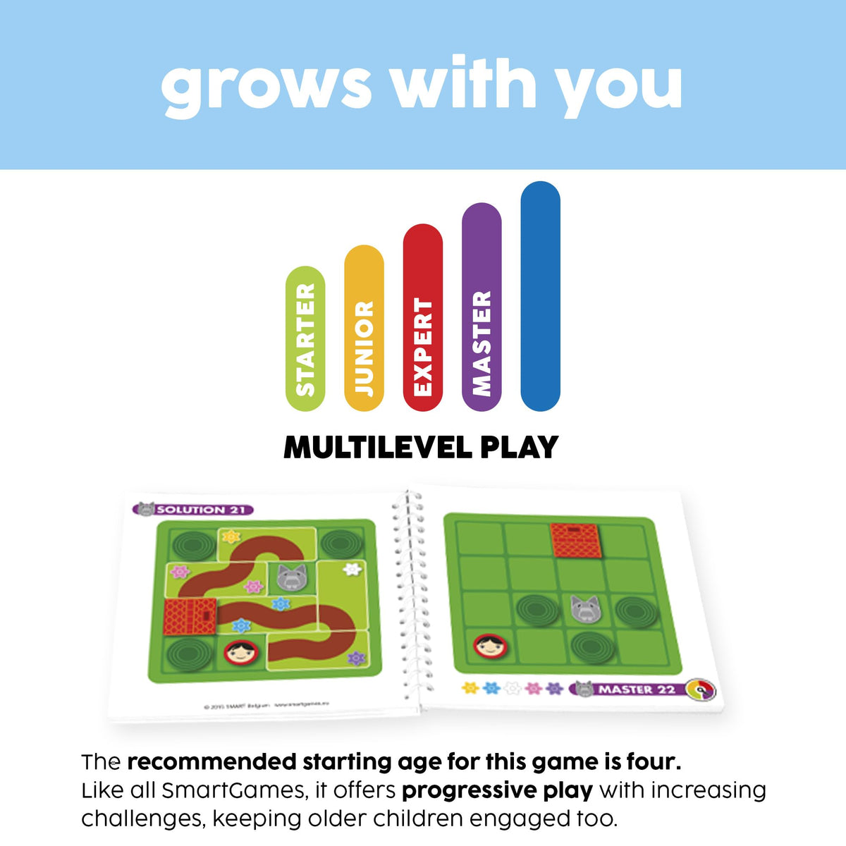 SmartGames Little Red Riding Hood age-4-plus visuals highlight age-appropriate learning