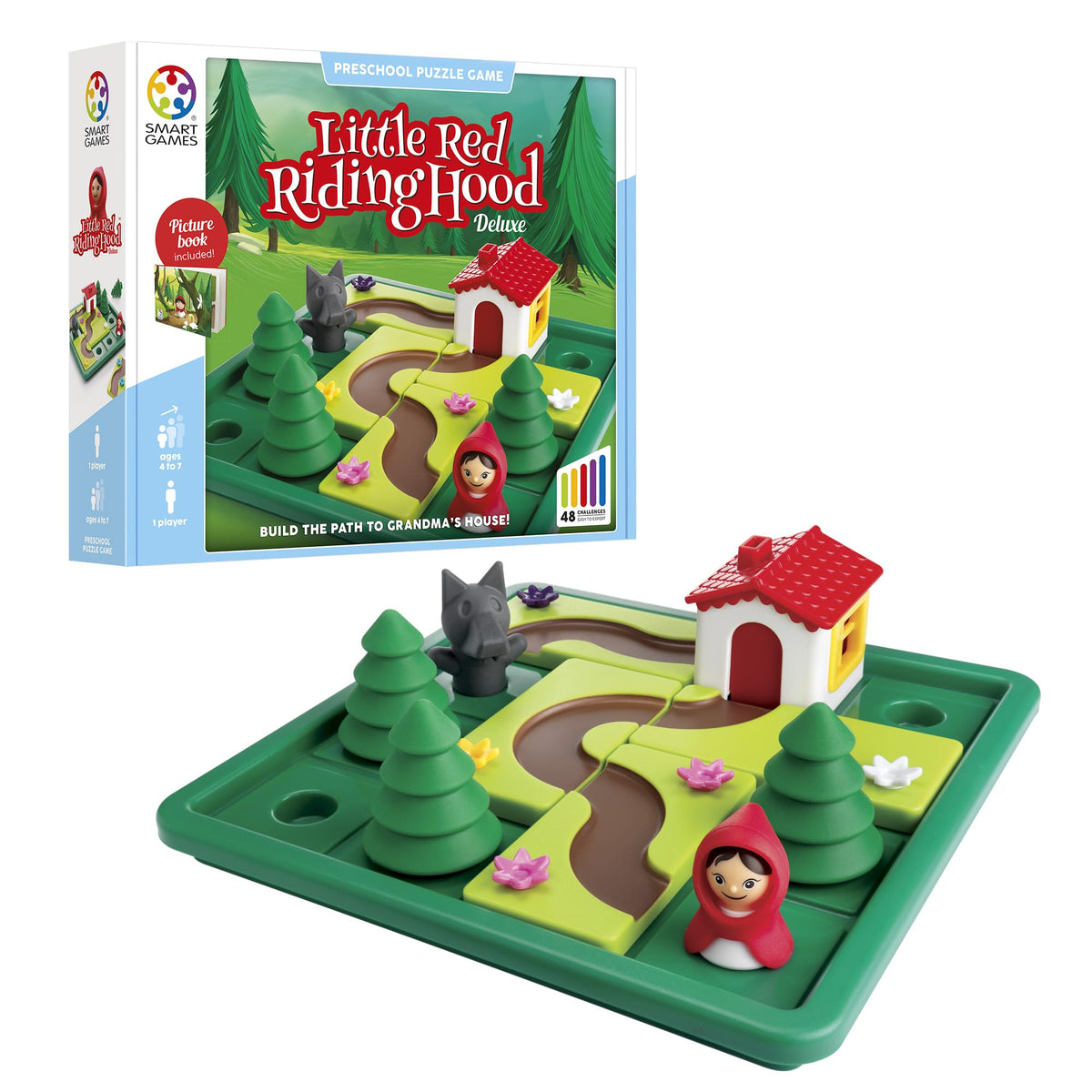 SmartGames Little Red Riding Hood forest-path puzzle scene supports kids' logical thinking