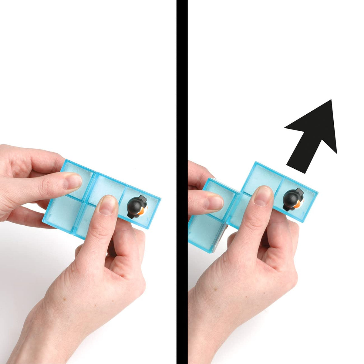 SmartGames Penguins on Ice compact board for quick play sessions.