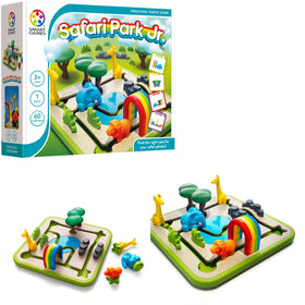 SmartGames Safari Park Jr. animal pieces promote early logical matching for preschoolers.