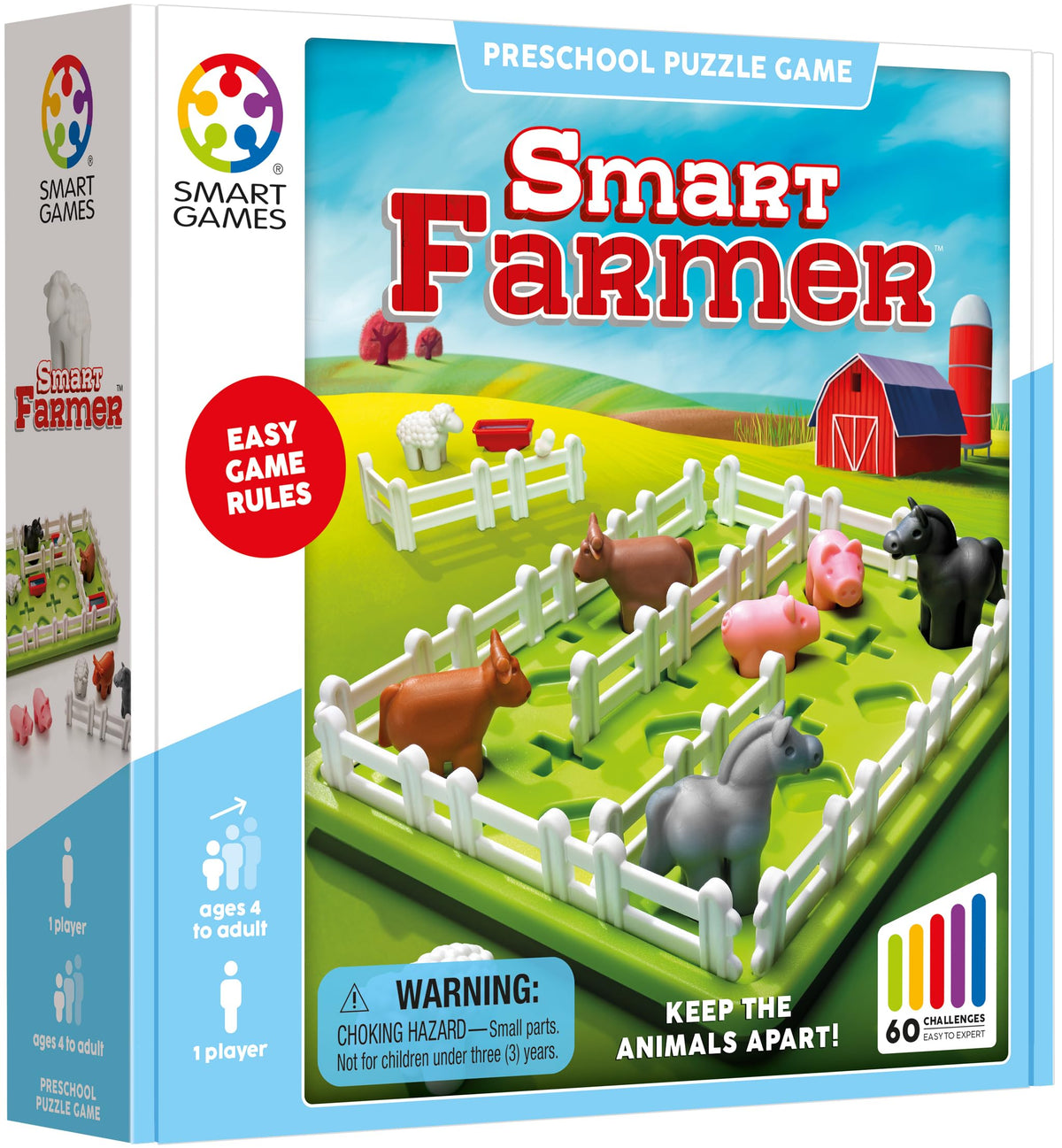 SmartGames Smart Farmer 3D farm animals invite hands on problem solving.