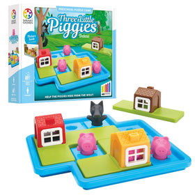 SmartGames Three Little Piggies cover with bright illustration inviting play