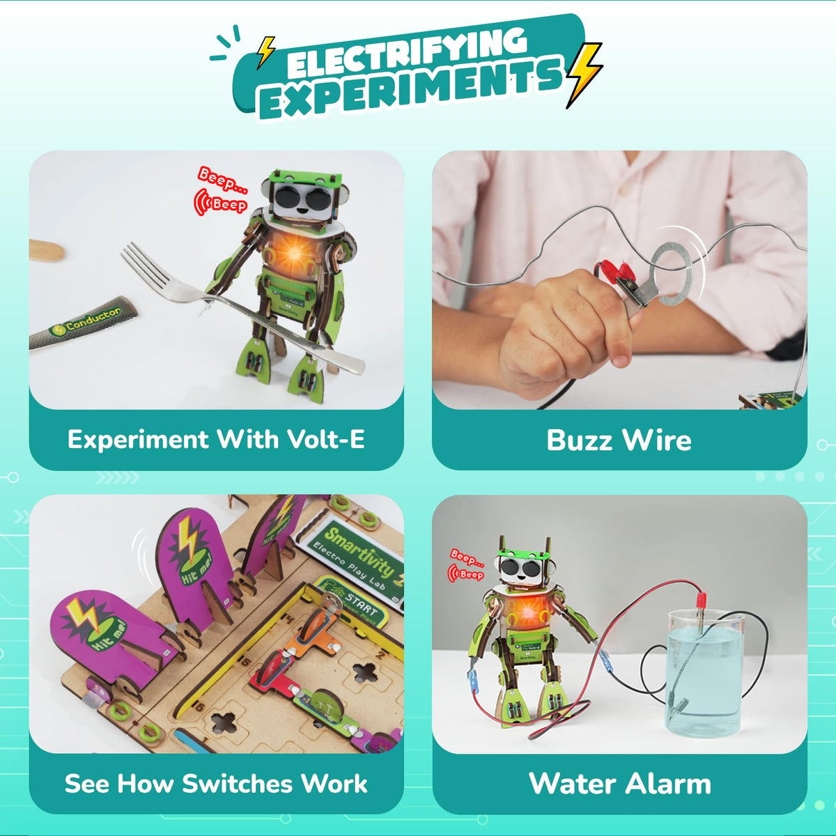 Smartivity Electro Play Lab wooden construction emphasizes durable, child-safe design for repeated builds.