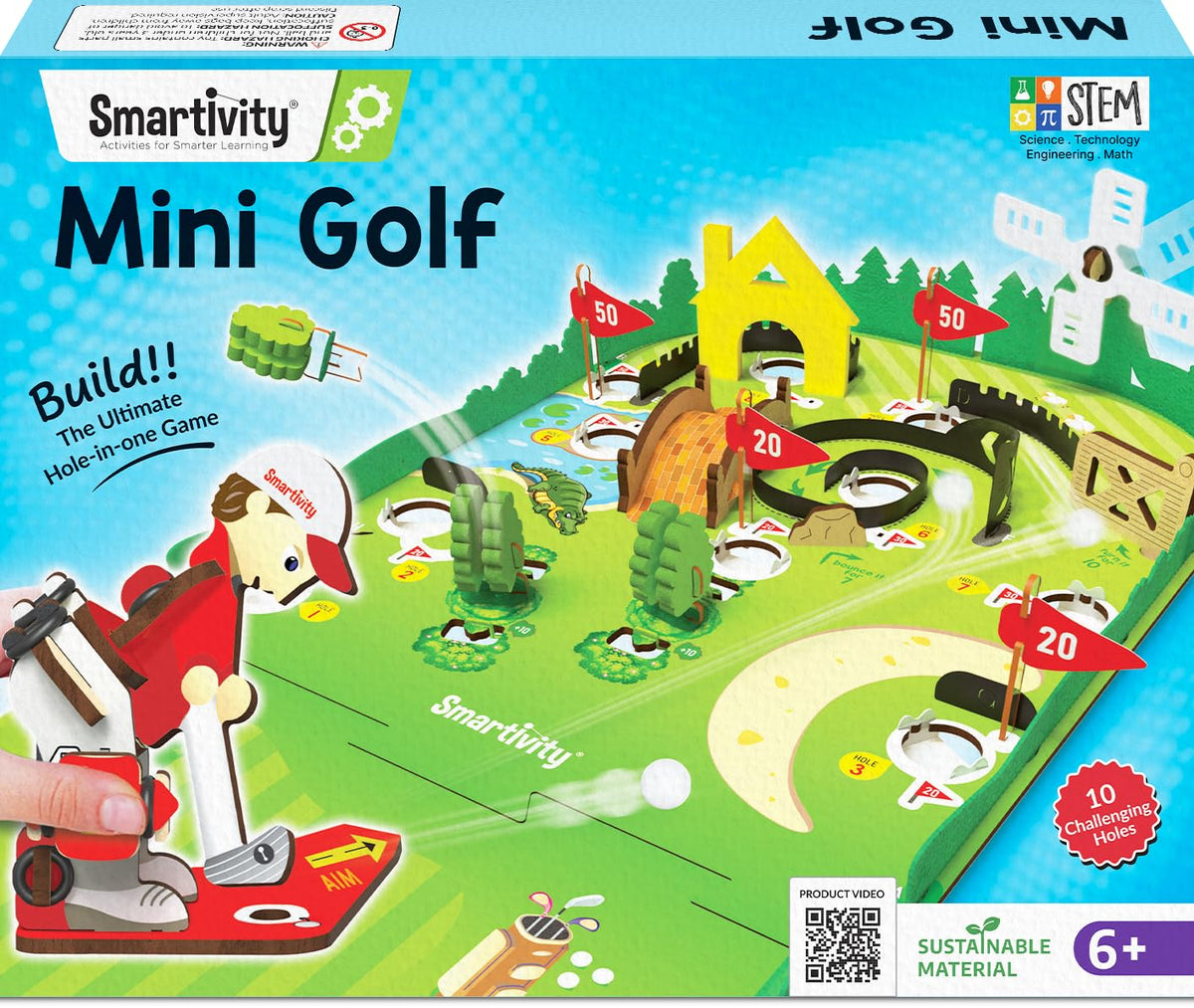 Smartivity mini golf table top game front view on a table, compact design