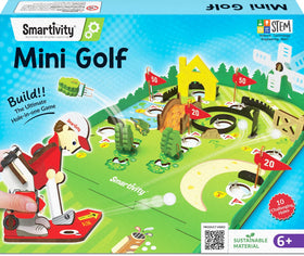 Smartivity mini golf table top game front view on a table, compact design