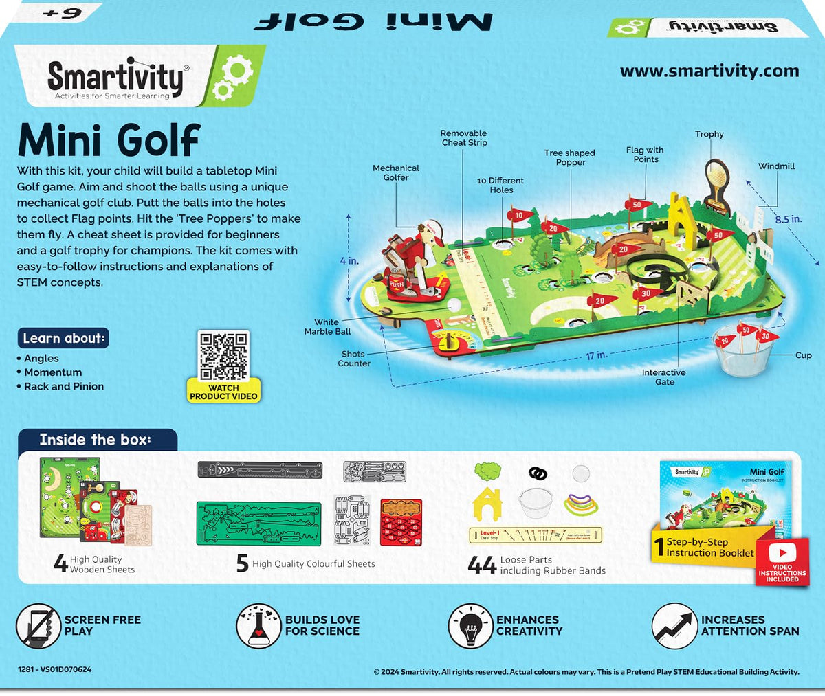 Gift-ready packaging for Smartivity mini golf table top game